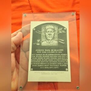 Joseph Paul DiMaggio Baseball Plaque post card